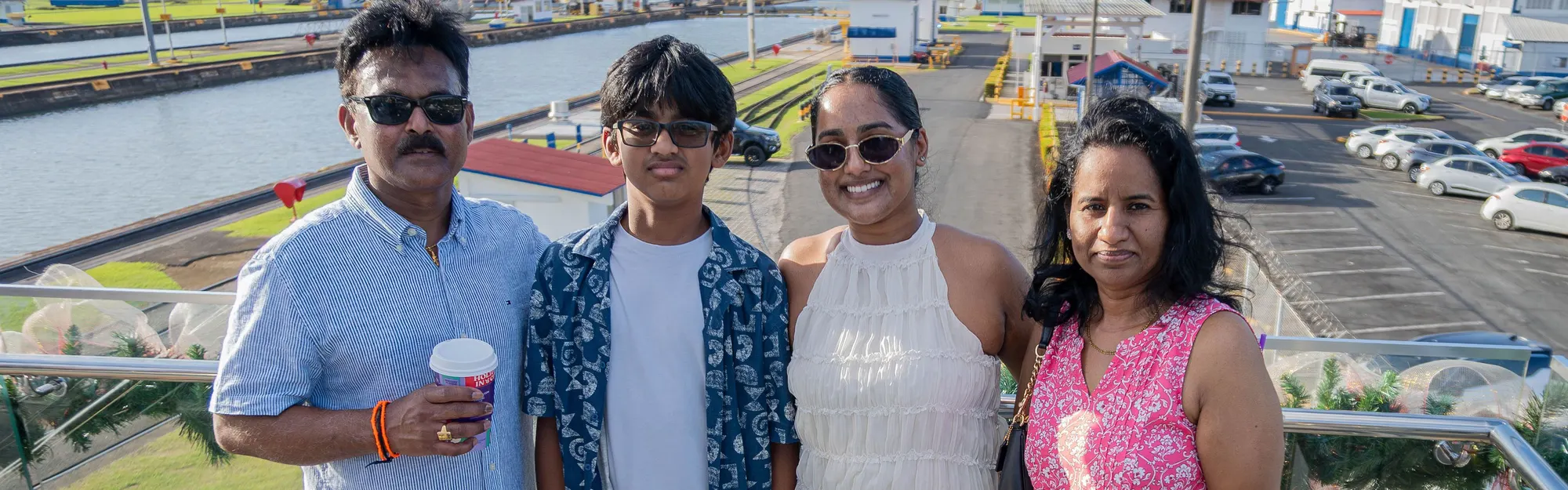 A family photo, with the Canal behind
